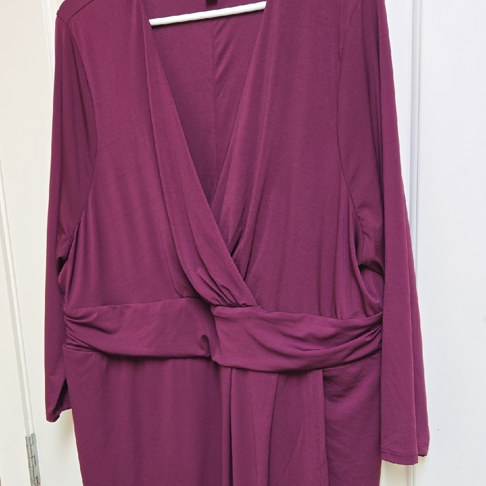 Torrid Plus Size Women's Deep Purple Magenta Long Sleeve Dress Classic Look - Picture 3 of 9